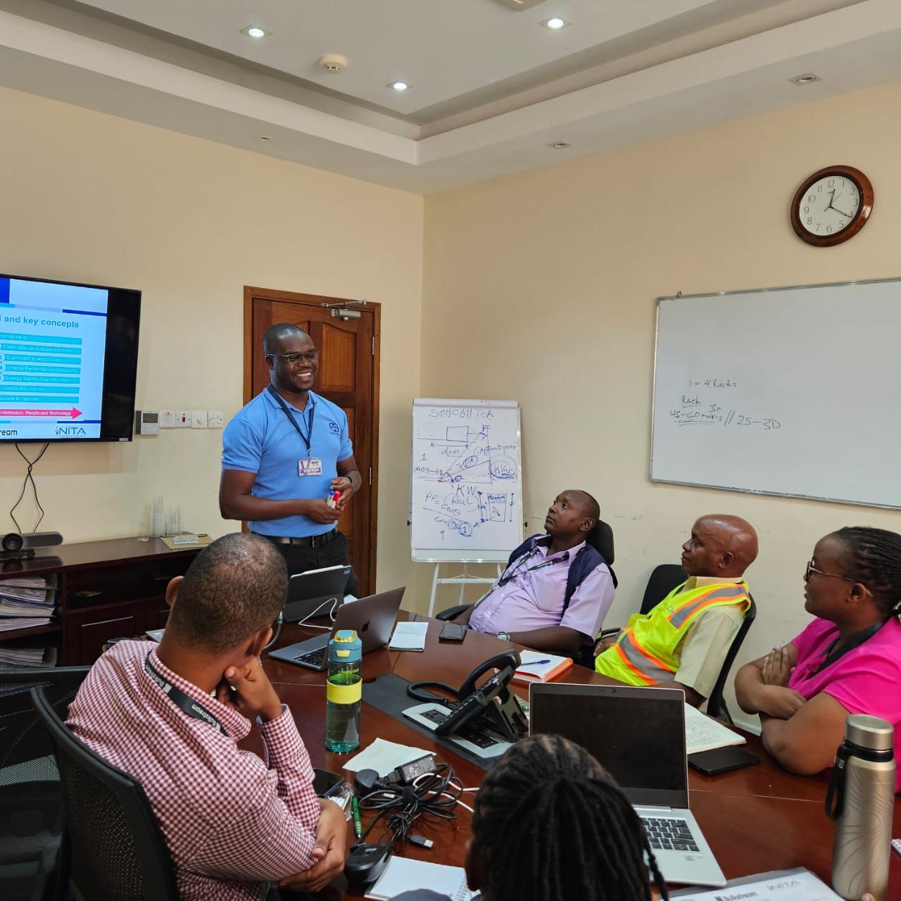 An Eenovators trainer leading an energy session for a client team